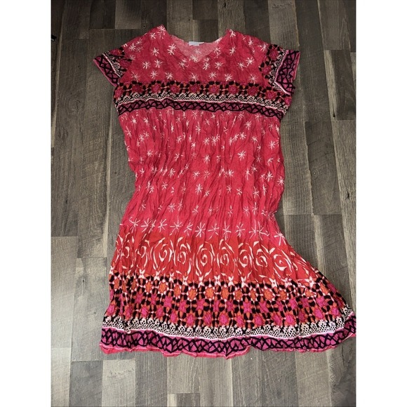 Only Necessities Dresses & Skirts - Only Necessities Red Floral Shift V Neck Dress MuuMuu Size 3X